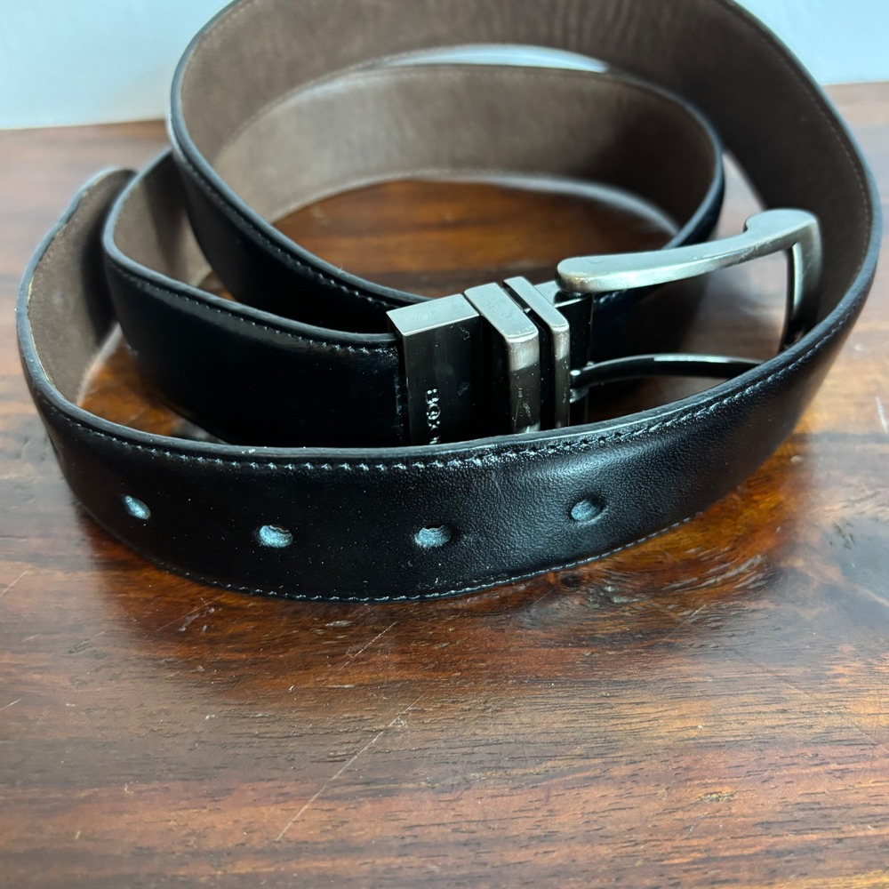 Boconi Mens Reversible Leather Belt Black Brown‎ Gunmetal Buckle 36 34032L-975